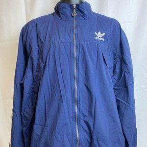 90s VTG Adidas Windbreaker Track Jacket Navy Blue